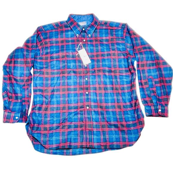 Vintage Pendleton Mens XL Red Blue Plaid Shirt Wool Long Sleeve Woolen Mills - Picture 1 of 11